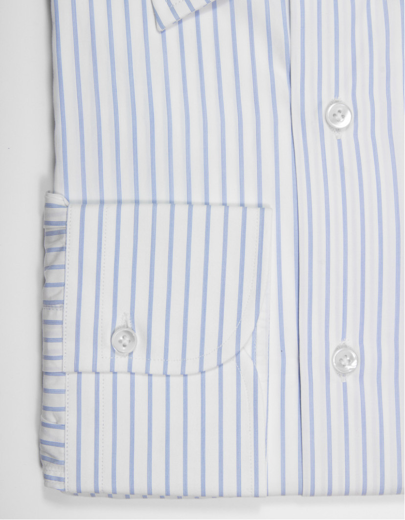 Patrick Hellmann Collection White Shirt With Light Blue Stripes image